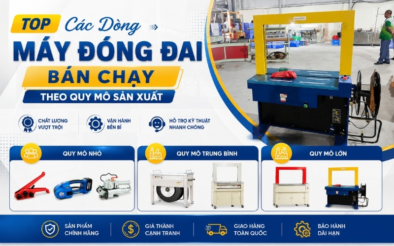 Top Các Dòng Máy Đóng Đai Bán Chạy Theo Quy Mô Sản Xuất  